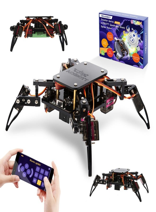 ايسبوت مجموعة أدوات ACEBOTT STEM للروبوتات العلمية للكبار، طقم بناء روبوت العنكبوت ESP8266، تحكم عن بعد عبر تطبيق، لعبة تعليمية ممتعة للمشي والزحف للأولاد والبنات والمراهقين والبالغين من عمر 12 عامًا فما فوق، هدايا مميزة - Image 1